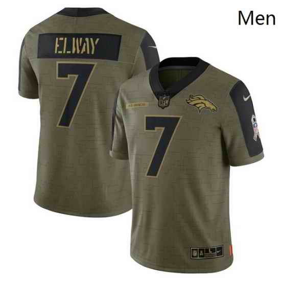 Men's Denver Broncos John Elway Nike Olive 2021 Salute To Service Retired Player Limited Jersey
